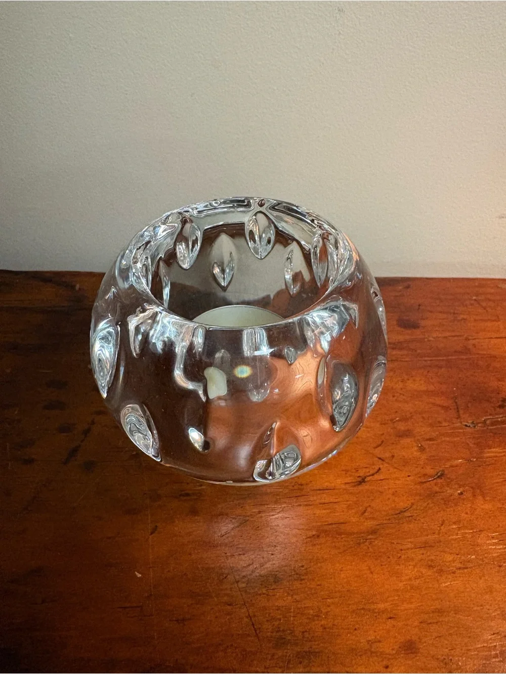 Vintage Full Lead Crystal Artisanal Tealight Candle Holder - Home Accents